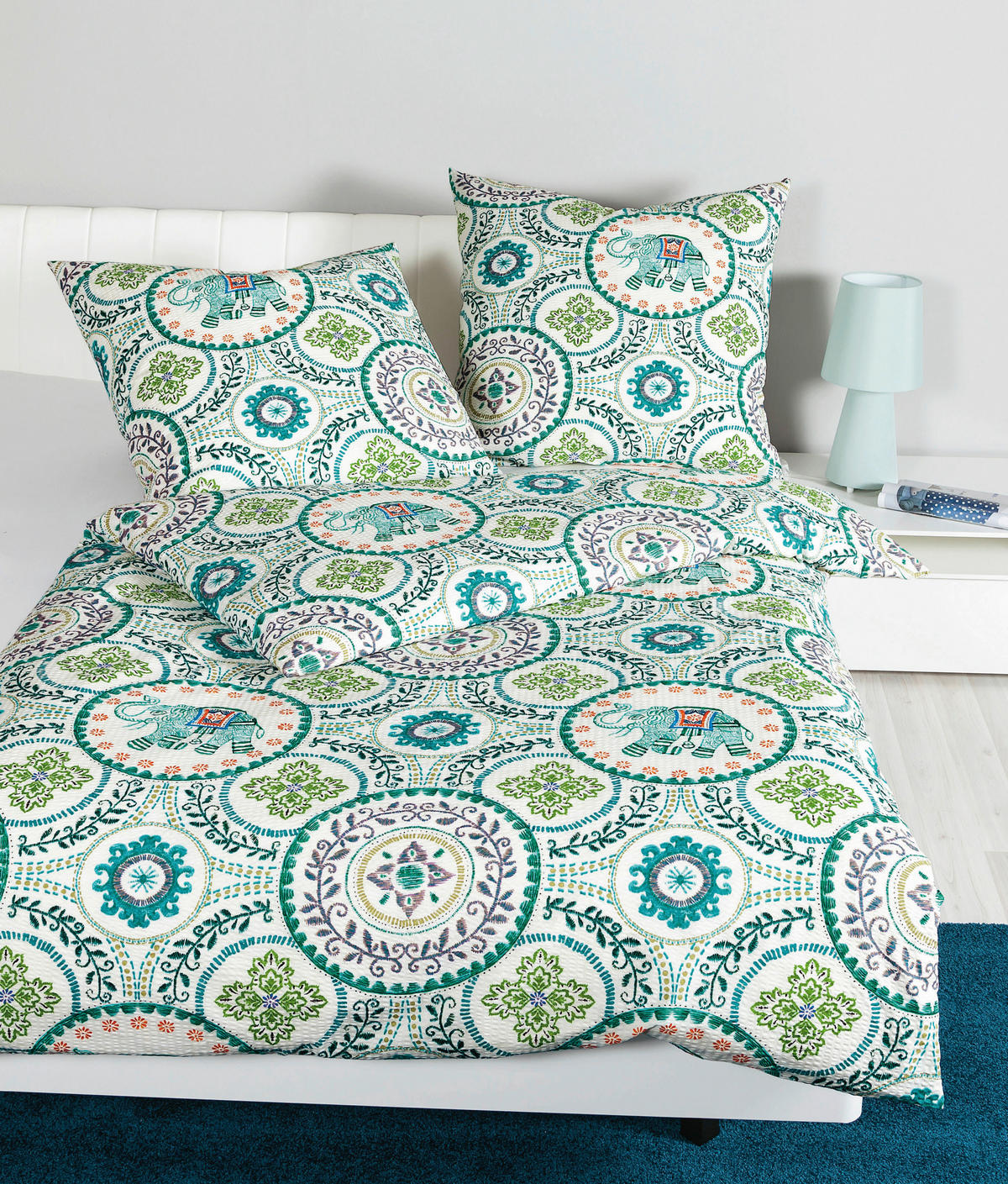 BETTWÄSCHE 20121-06 Seersucker 135/200 cm  - Blau/Grün, Basics, Textil (135/200cm) - Janine