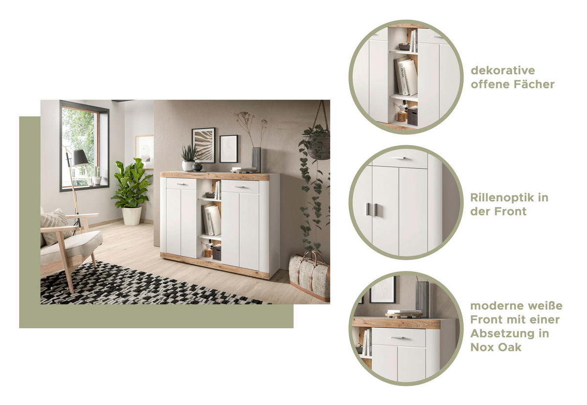 KOMMODE  in 104/131/40 cm  - KONVENTIONELL, Holzwerkstoff/Kunststoff (104/131/40cm) - MID.YOU