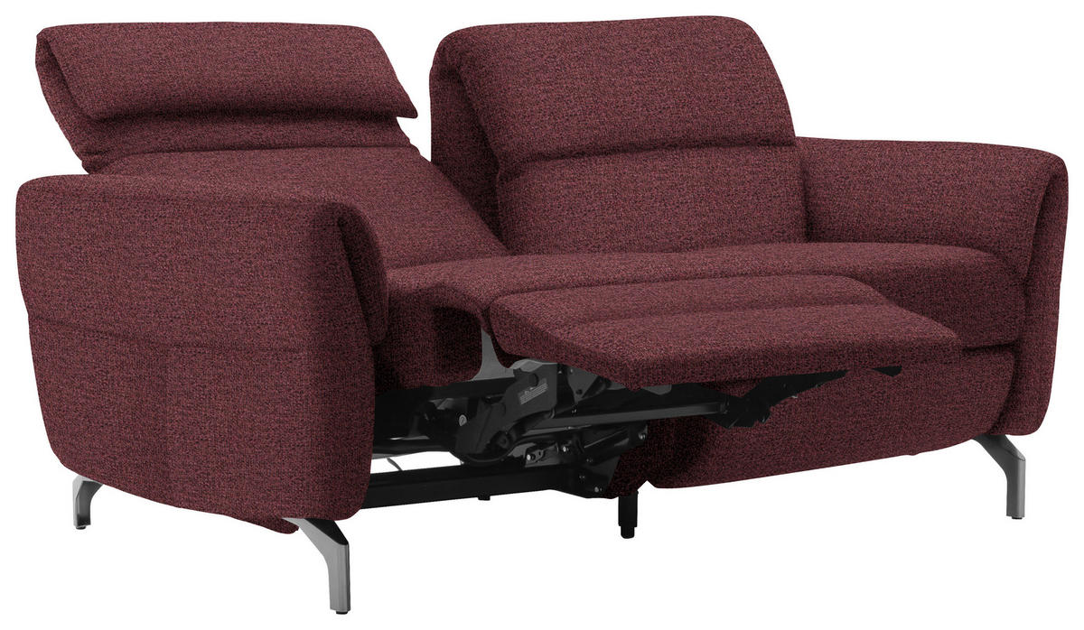 2-SITZER-SOFA in Flachgewebe Weinrot  - Weinrot/Nickelfarben, Design, Textil/Metall (186/87/100cm) - Schöner Wohnen