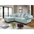 ECKSOFA  in Plüsch Mintgrün Zierkissen, Rückenkissen, Rücken echt  190/288 cm  - Dunkelbraun/Mintgrün, KONVENTIONELL, Holz/Textil (190/288cm) - Carryhome