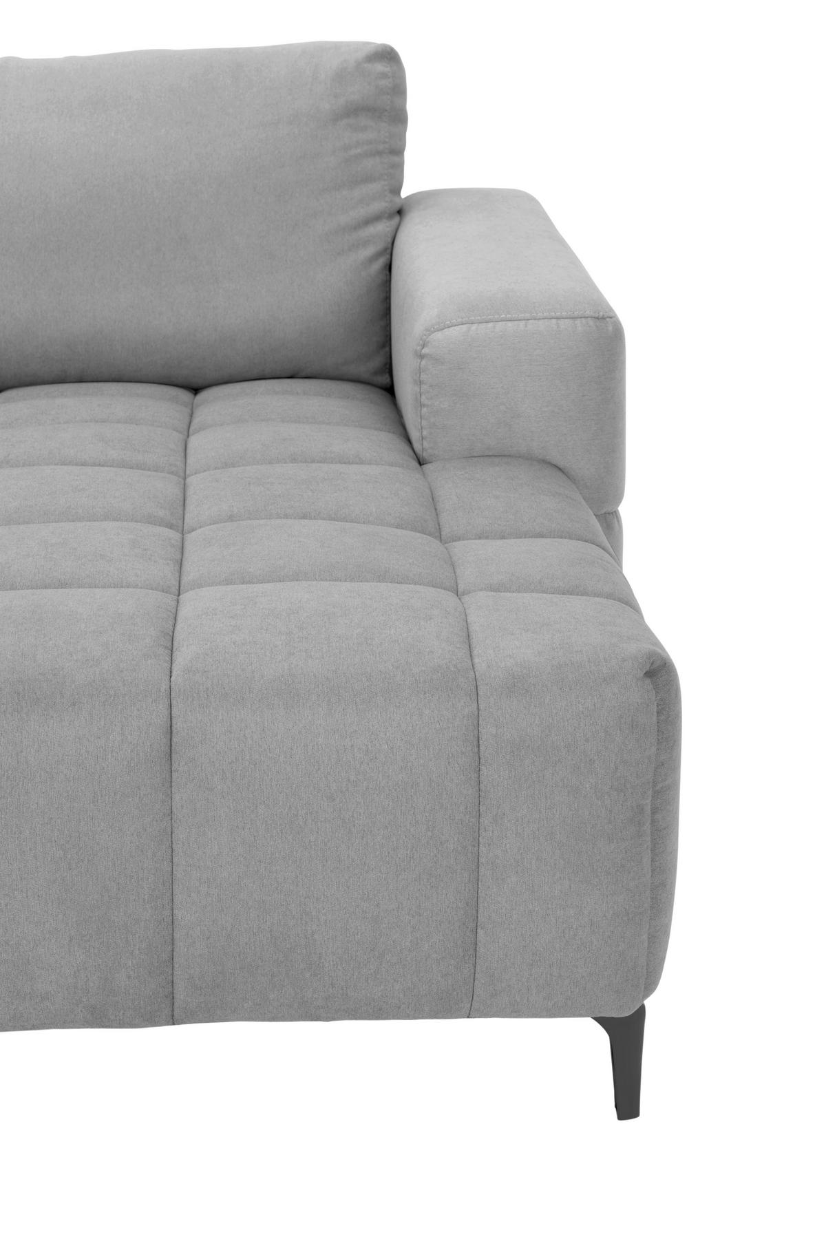 ECKSOFA Hellgrau Mikrofaser  - Silberfarben/Hellgrau, Design, Textil/Metall (242/161cm) - Livetastic