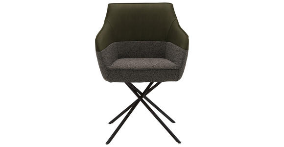 ARMLEHNSTUHL in Flachgewebe Echtleder naturbelassen - Beige/Hellgrau, Design, Leder/Textil (62/85/67cm) - Ambiente