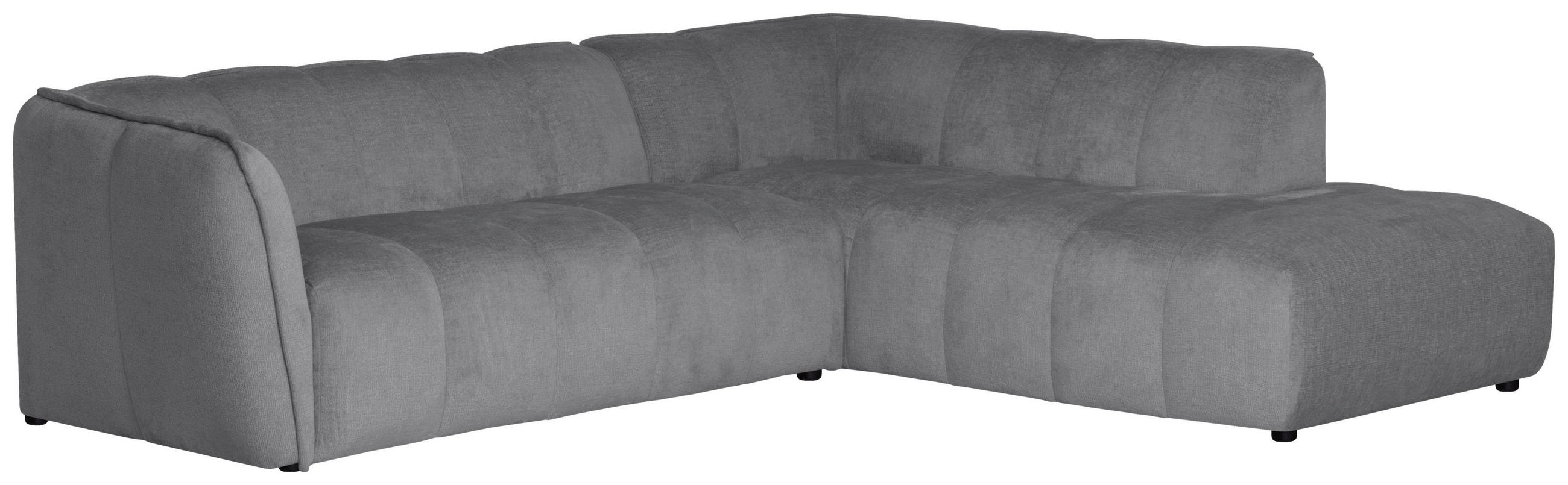 ECKSOFA  LIVOLI Hellgrau Chenille  - Hellgrau/Schwarz, Design, Textil (260/218cm) - MID.YOU