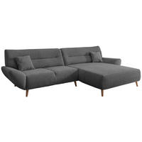 ECKSOFA Anthrazit Chenille Zierkissen  - Wildeiche/Anthrazit, MODERN, Holz/Textil (290/166cm) - P & B