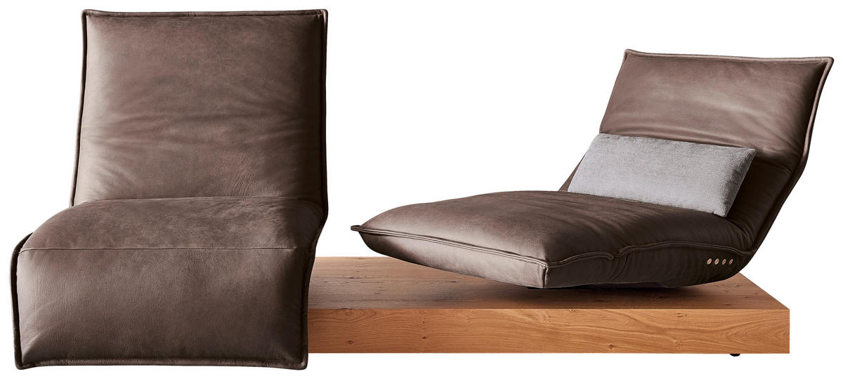 2-SITZER-SOFA Braun, Nussbaumfarben Echtleder  - Nussbaumfarben/Schwarz, Natur, Leder/Holz (240/63/115cm) - Koinor