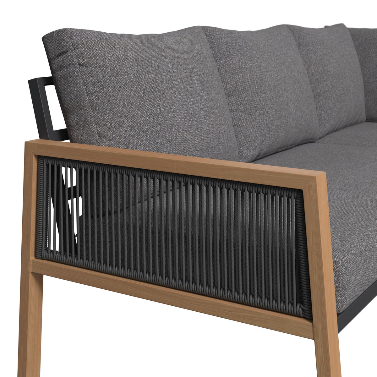 DINING-LOUNGESET 6-teilig  - Anthrazit/Naturfarben, MODERN, Glas/Textil (202.5/74/80cm) - Ambia Garden