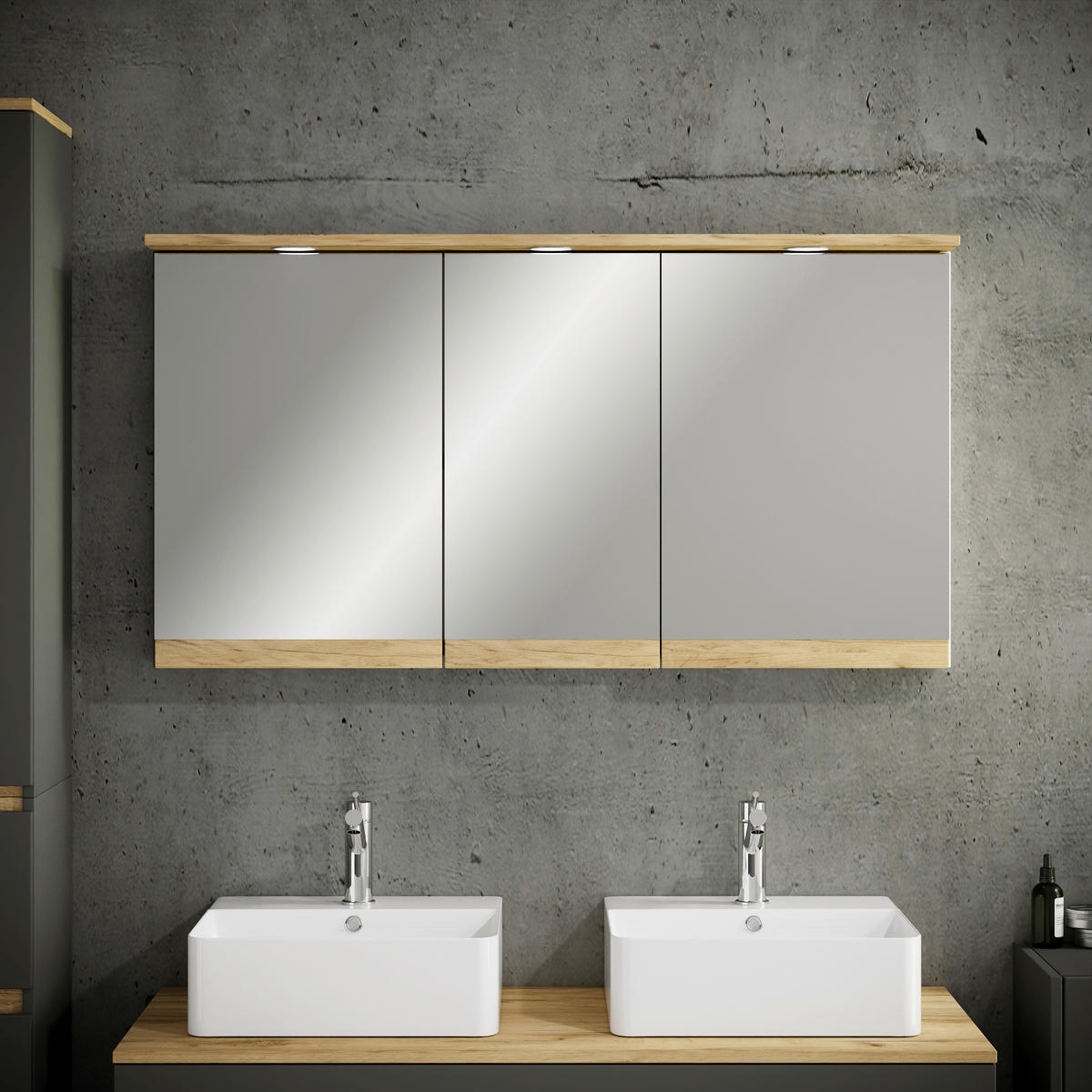 SPIEGELSCHRANK 110/59/23 cm  - Honigeiche/Anthrazit, Trend, Glas/Holzwerkstoff (110/59/23cm) - MID.YOU
