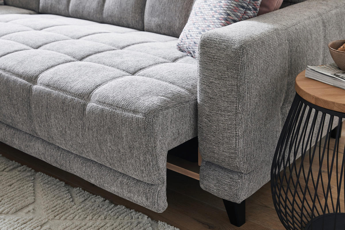 ECKSOFA Grau Webstoff  - Schwarz/Grau, Design, Holz/Textil (216/302cm) - Xora