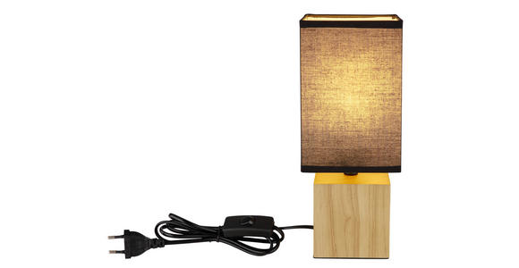 TISCHLEUCHTE 12/12/30 cm - Schwarz/Naturfarben, Design, Holz/Kunststoff (12/12/30cm) - Novel