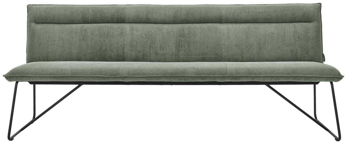 SITZBANK 200/88/66 cm Cord Waldgrün Metall  - Waldgrün/Schwarz, Design, Textil/Metall (200/88/66cm) - Johann Jakob