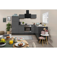 ECKKÜCHE 260/200 cm  Grau  - Eichefarben/Alufarben, Konventionell, Holzwerkstoff/Metall (260/200cm) - Respekta