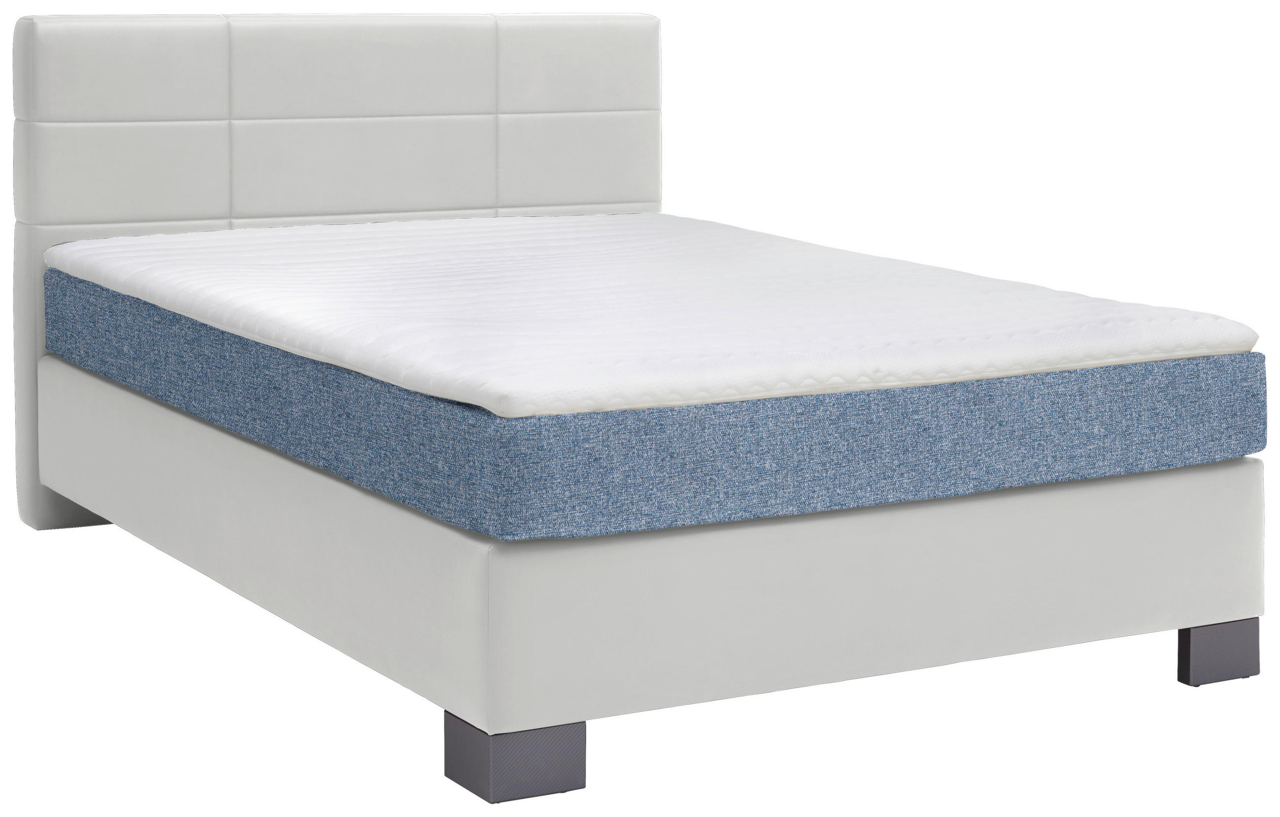 BOXSPRINGBETT 140/200 cm  in Hellgrau  - Hellgrau/Graphitfarben, Design, Holz/Textil (140/200cm) - Hom`in