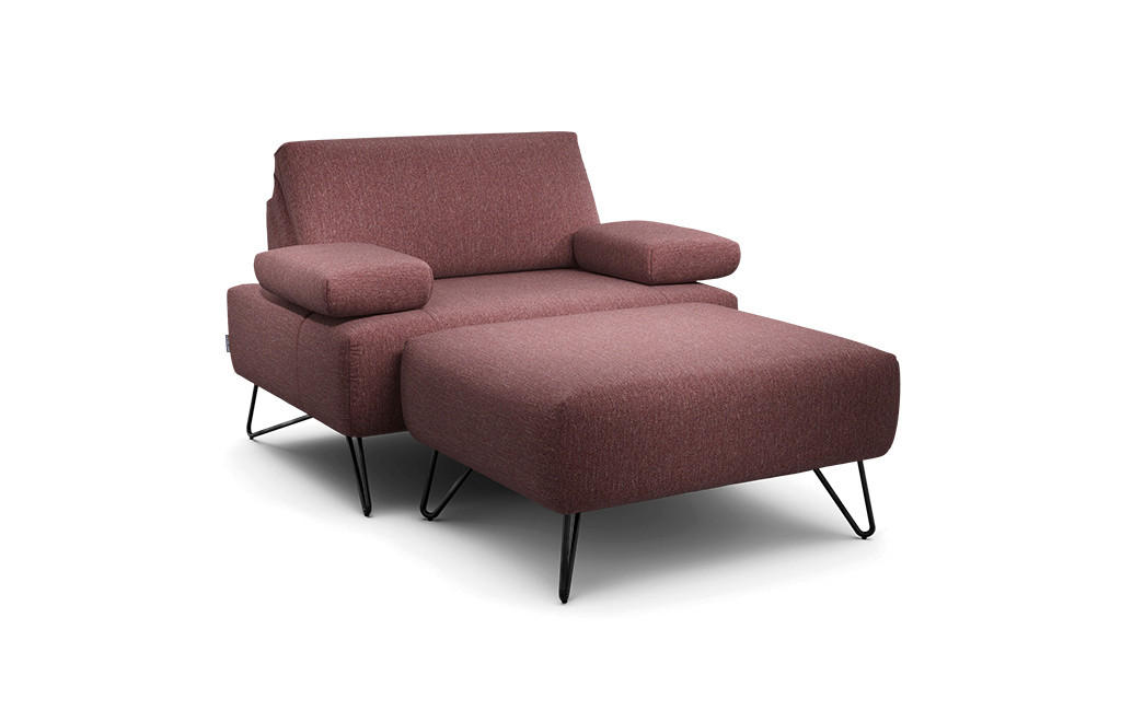 SESSELSET in Chenille Rot  - Rot/Schwarz, Design, Textil/Metall (114-142/85/86-94cm) - SENSOO