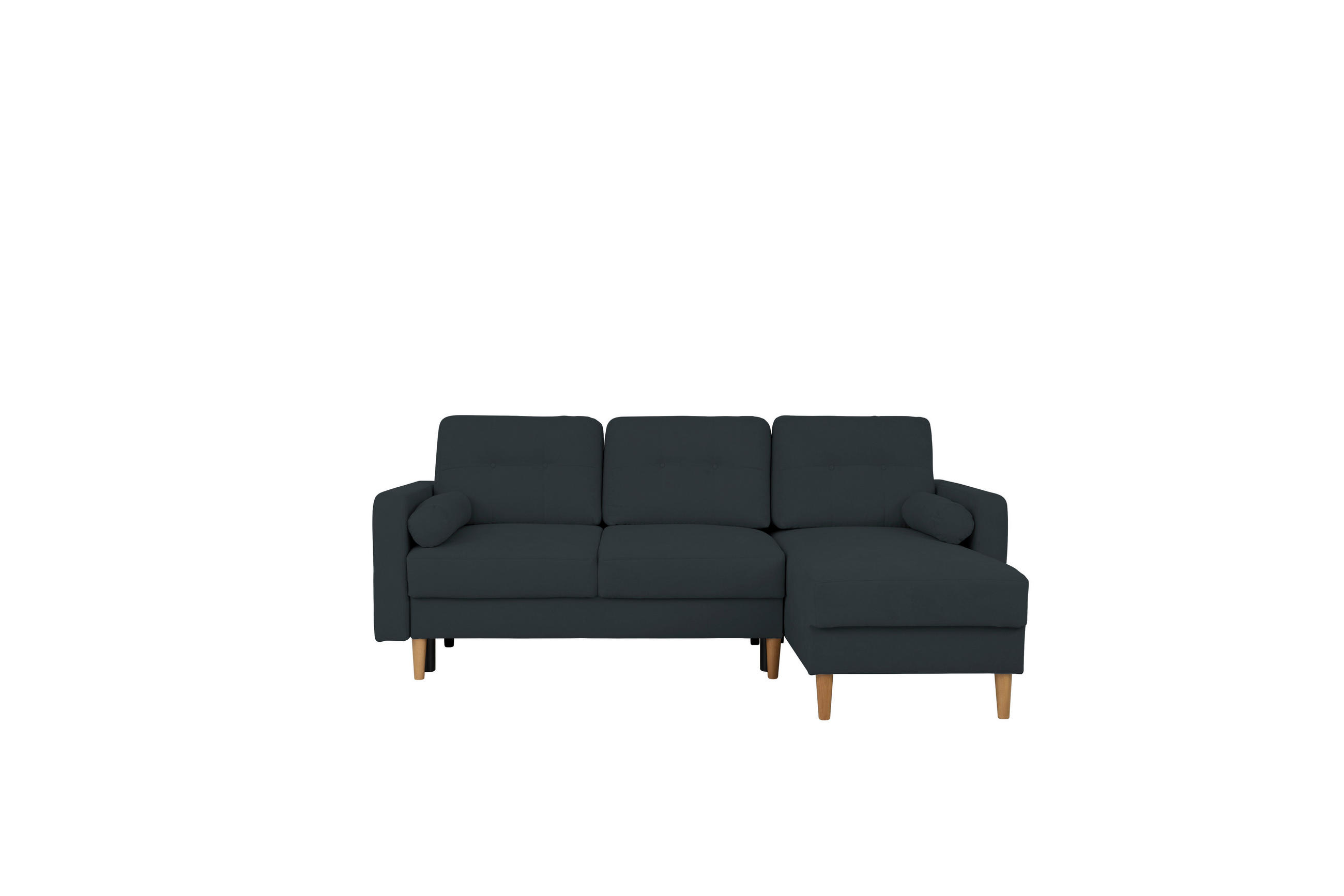 ECKSOFA in Dunkelblau  - Buchefarben/Dunkelblau, Design, Holz/Textil (223/157cm) - MID.YOU