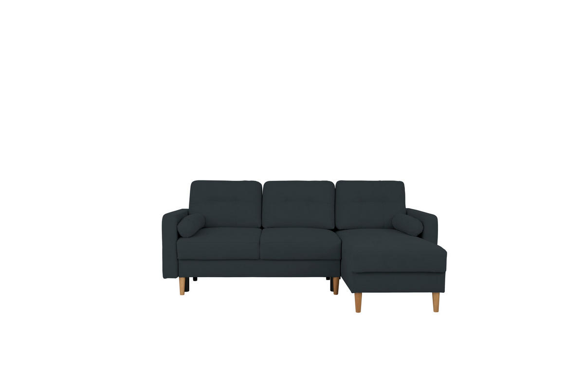 ECKSOFA in Dunkelblau  - Buchefarben/Dunkelblau, Design, Holz/Textil (223/157cm) - MID.YOU