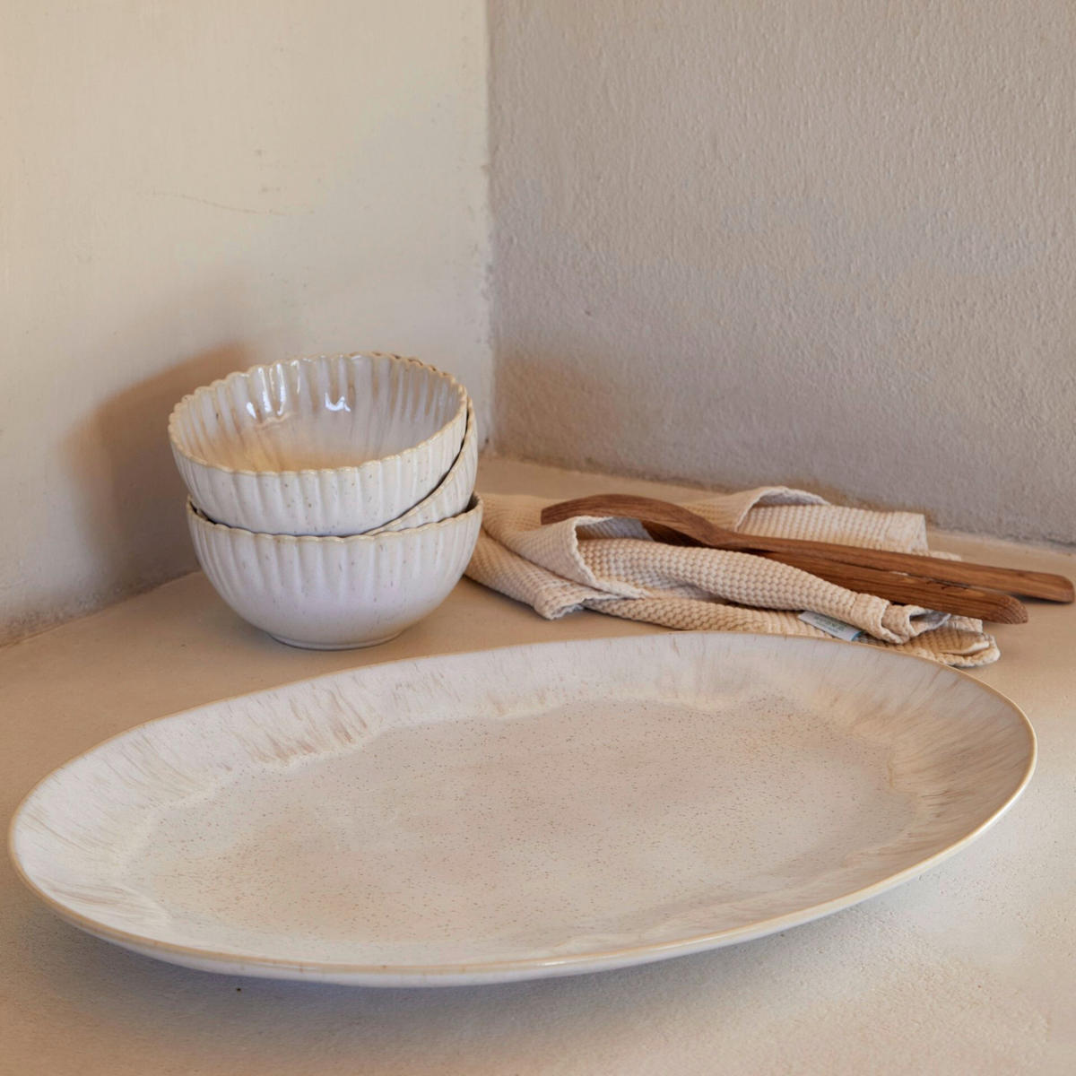 SERVIERPLATTE - Creme, Basics, Keramik (45/31cm) - Costa Nova