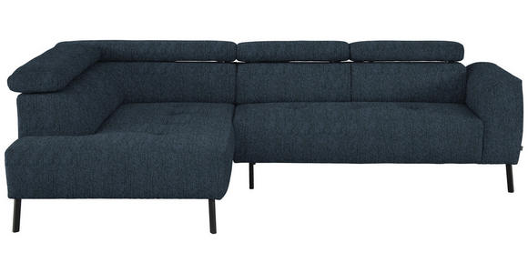 ECKSOFA in Webstoff Blau 205/280 cm - Blau/Schwarz, Design, Textil/Metall (205/280cm) - Xora