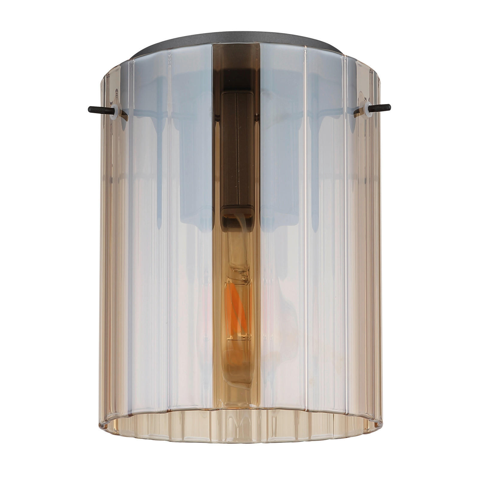 TAKLAMPA TULIVAR 18/23 cm  - mörkgrå/bärnstensfärgad, Basics, metall/glas (18/23cm) - Globo