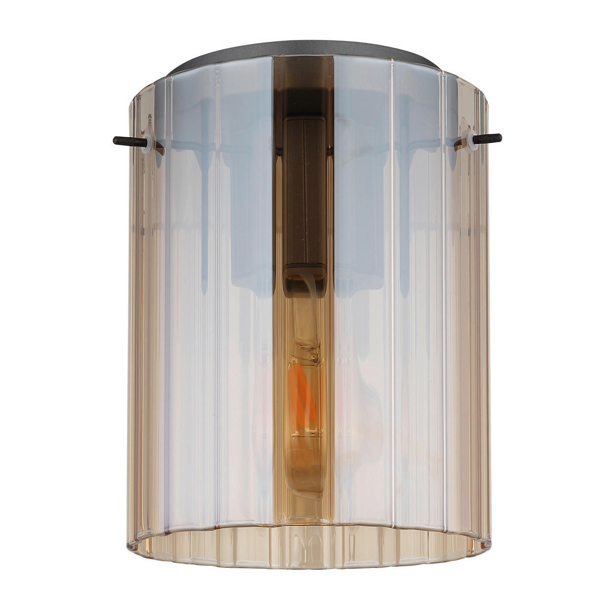 DECKENLEUCHTE  18/23 cm    - Dunkelgrau/Bernsteinfarben, Basics, Glas/Metall (18/23cm) - Globo