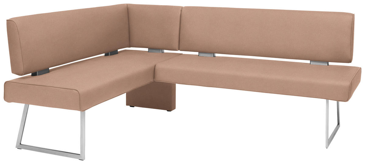 ECKBANK 137/231 cm  in Edelstahlfarben, Sandfarben  - Sandfarben/Edelstahlfarben, Design, Textil/Metall (137/231cm) - Dieter Knoll