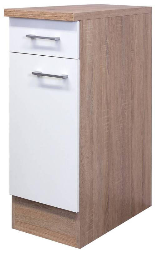 KÜCHENUNTERSCHRANK 30/85/57 cm  in Weiß, Sonoma Eiche  - Alufarben/Weiß, KONVENTIONELL, Holzwerkstoff/Kunststoff (30/85/57cm) - FlexWell