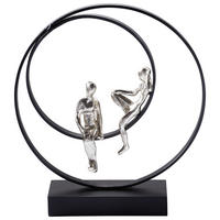 SKULPTUR - Dunkelbraun/Silberfarben, Trend, Holz/Kunststoff (30/33,5/9cm) - Ambia Home