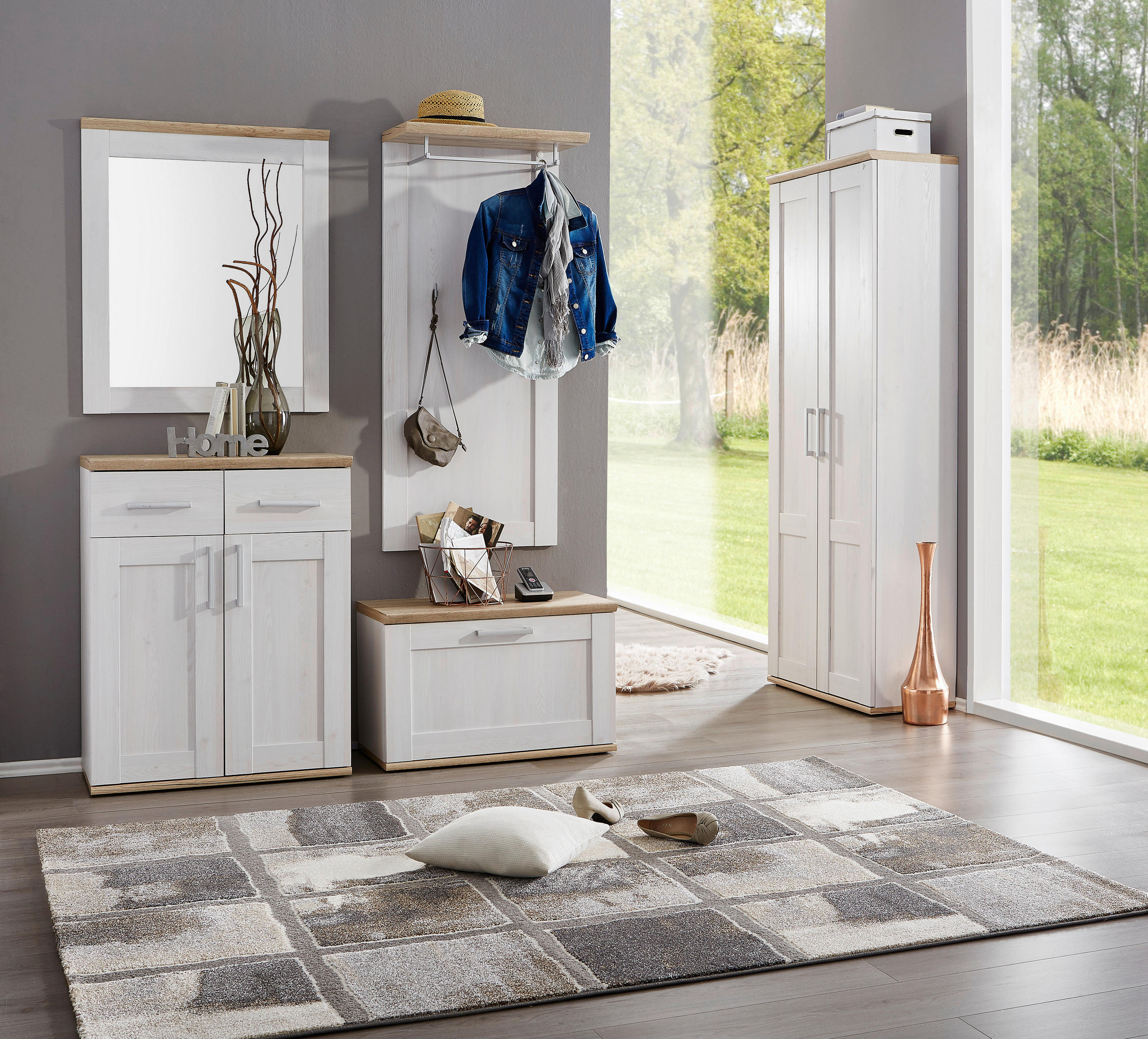 GARDEROBENSCHRANK Weiß - Eichefarben/Silberfarben, Design, Holzwerkstoff/Kunststoff (76/200/38cm) - Xora