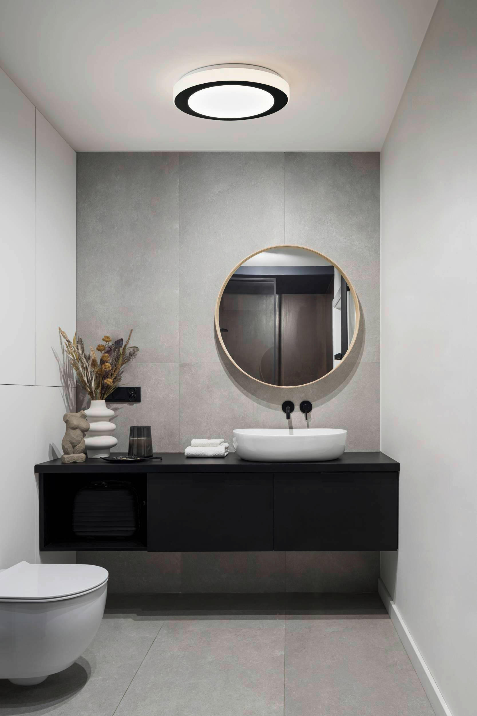 BADEZIMMER-DECKENLEUCHTE  30/10 cm    - Schwarz/Weiß, Basics, Kunststoff/Metall (30/10cm) - Celina