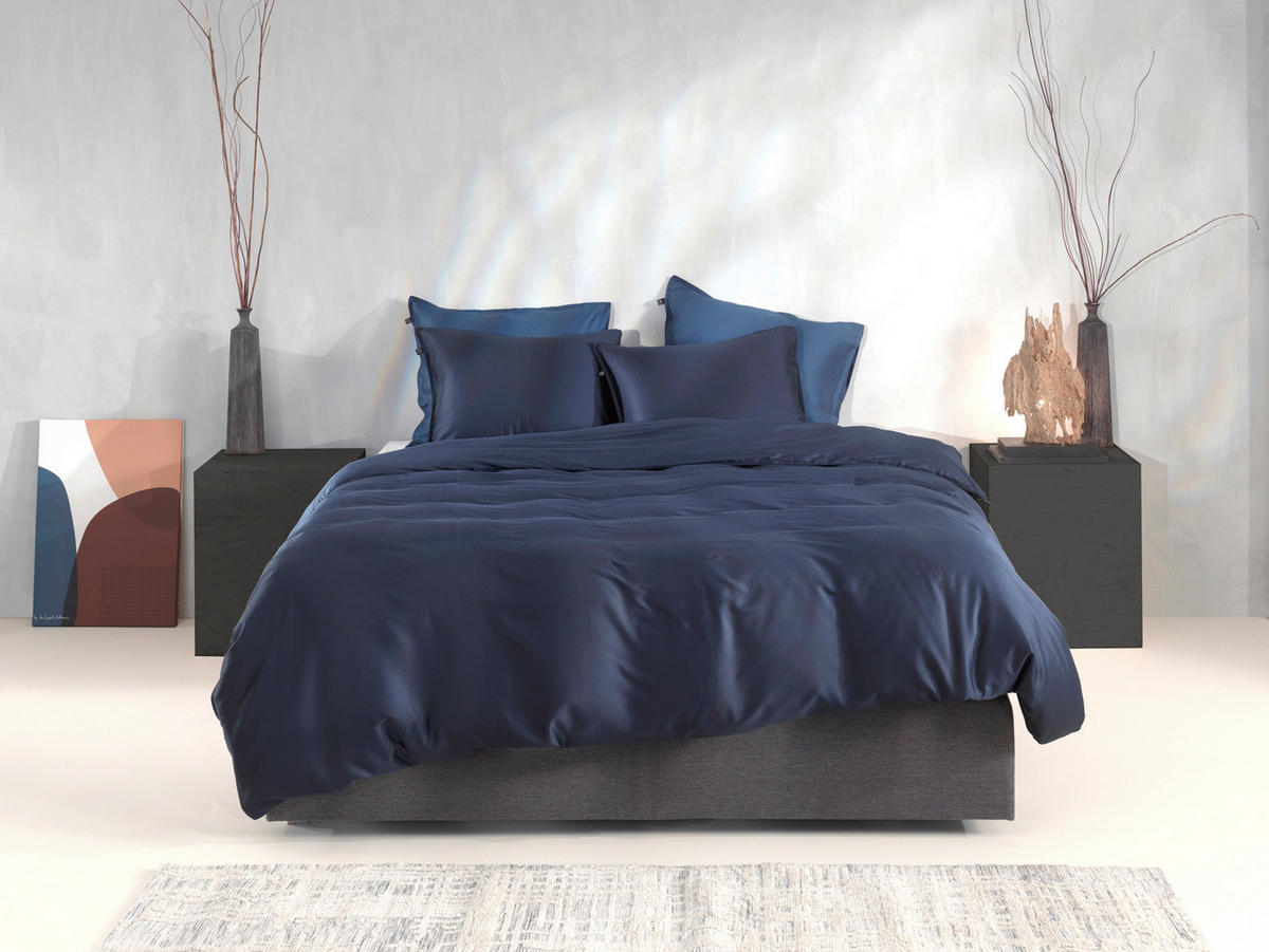 BETTWÄSCHE Satinado Makosatin 155/220 cm  - Dunkelblau, Basics, Textil (155/220cm)