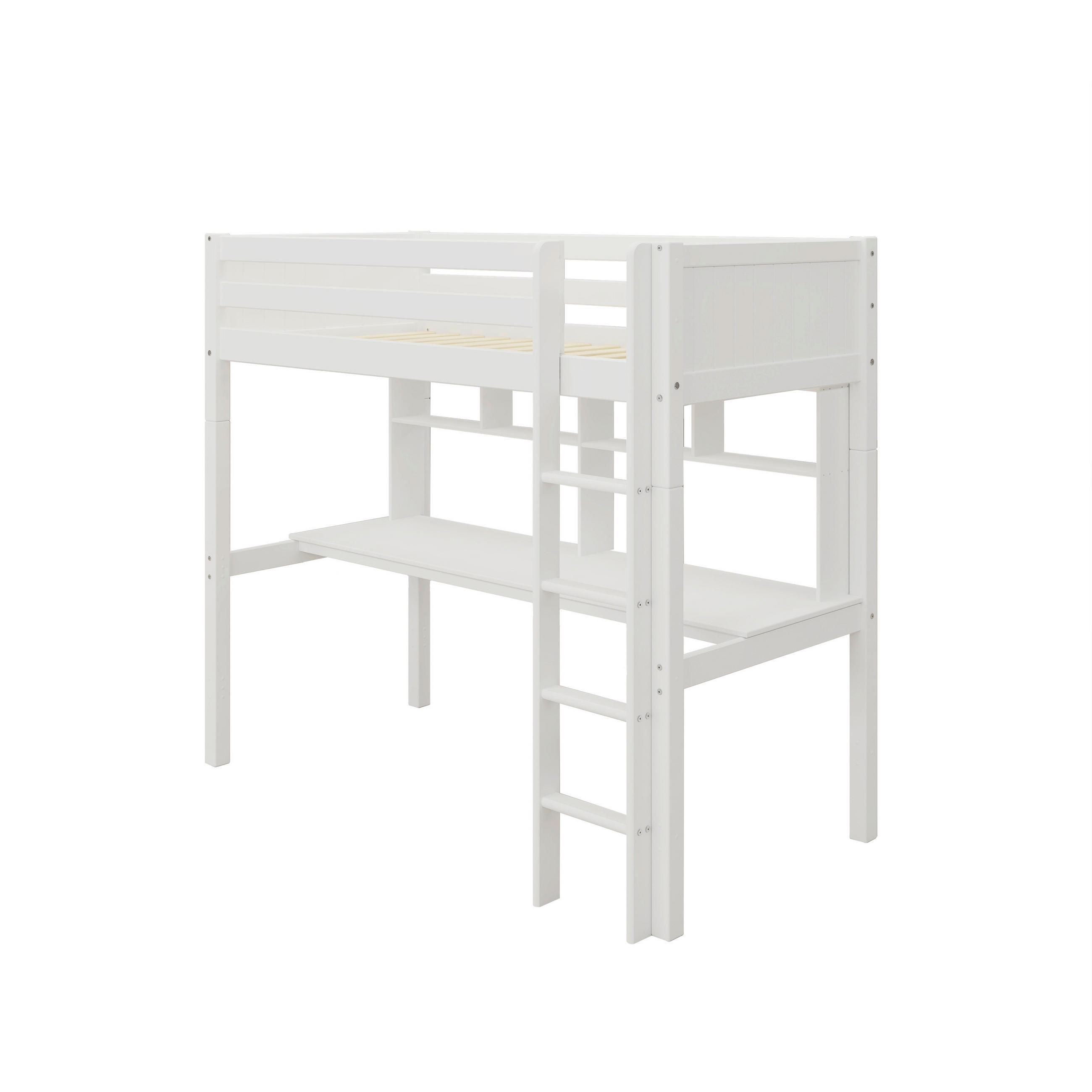 HOCHBETT 90/200 cm,  in Absturzsicherung, Leiter, Schreibtisch, Rollrost  - Weiß, MODERN, Holz (90/200cm) - Chameo