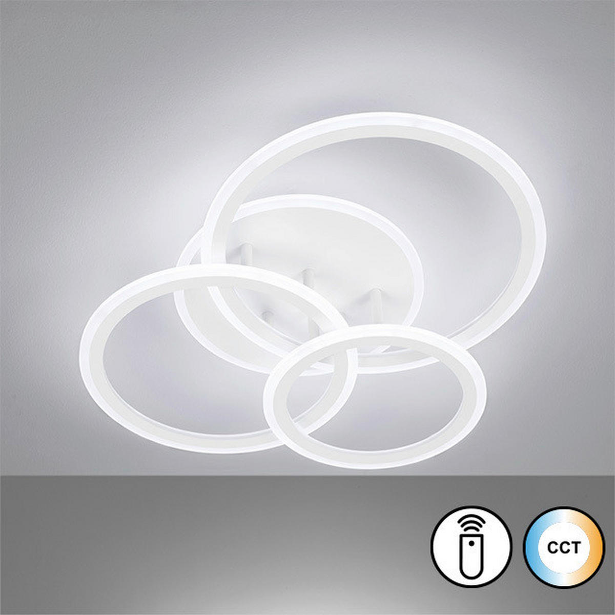 STROPNÉ LED SVIETIDLO, 50,50/60/12 cm - biela, Design, kov/plast (50,50/60/12cm)