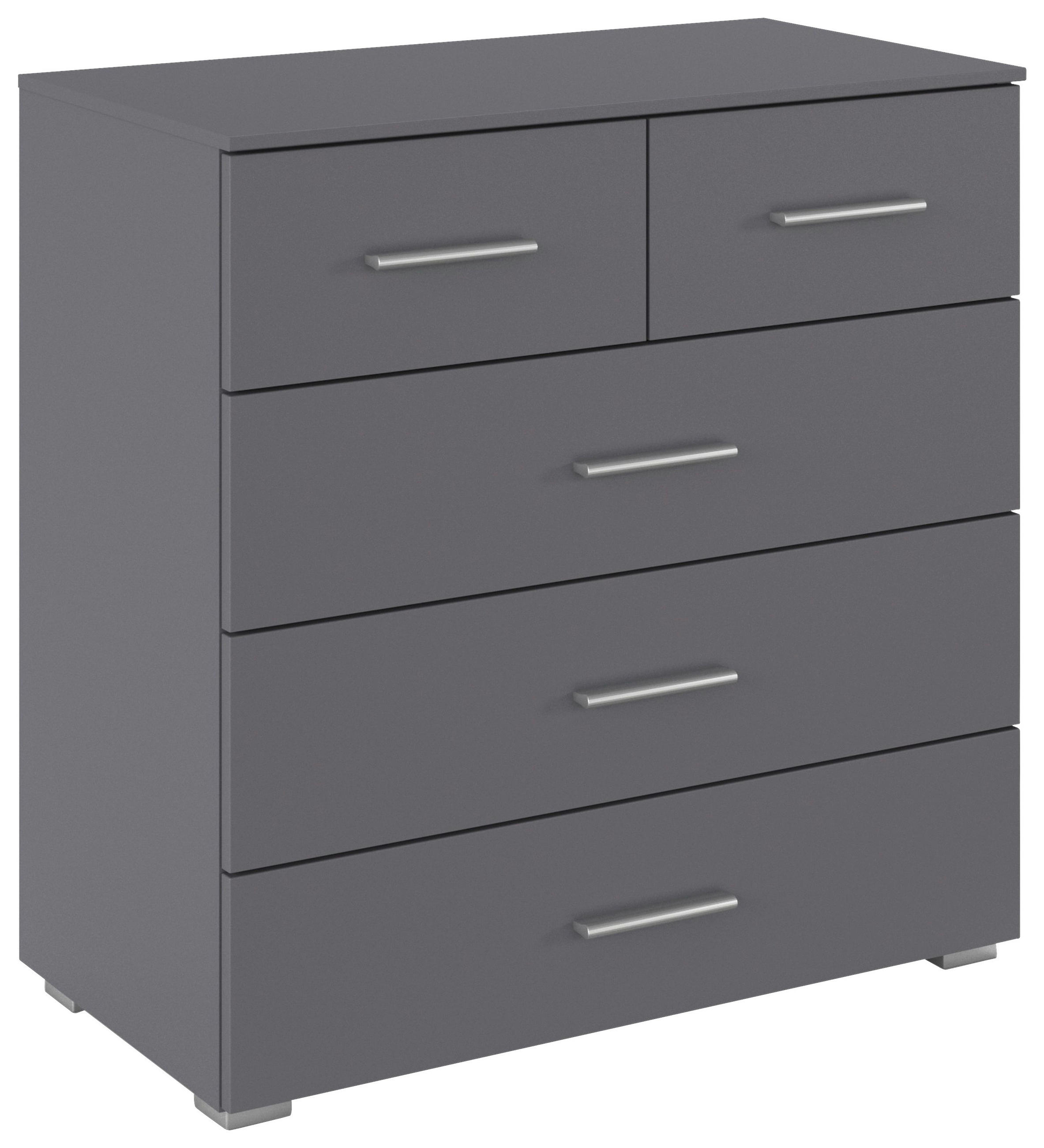 KOMMODE , 80/81/42 cm, 5 Schublade(n)  - Alufarben/Grau, KONVENTIONELL, Holzwerkstoff/Kunststoff (80/81/42cm) - home24