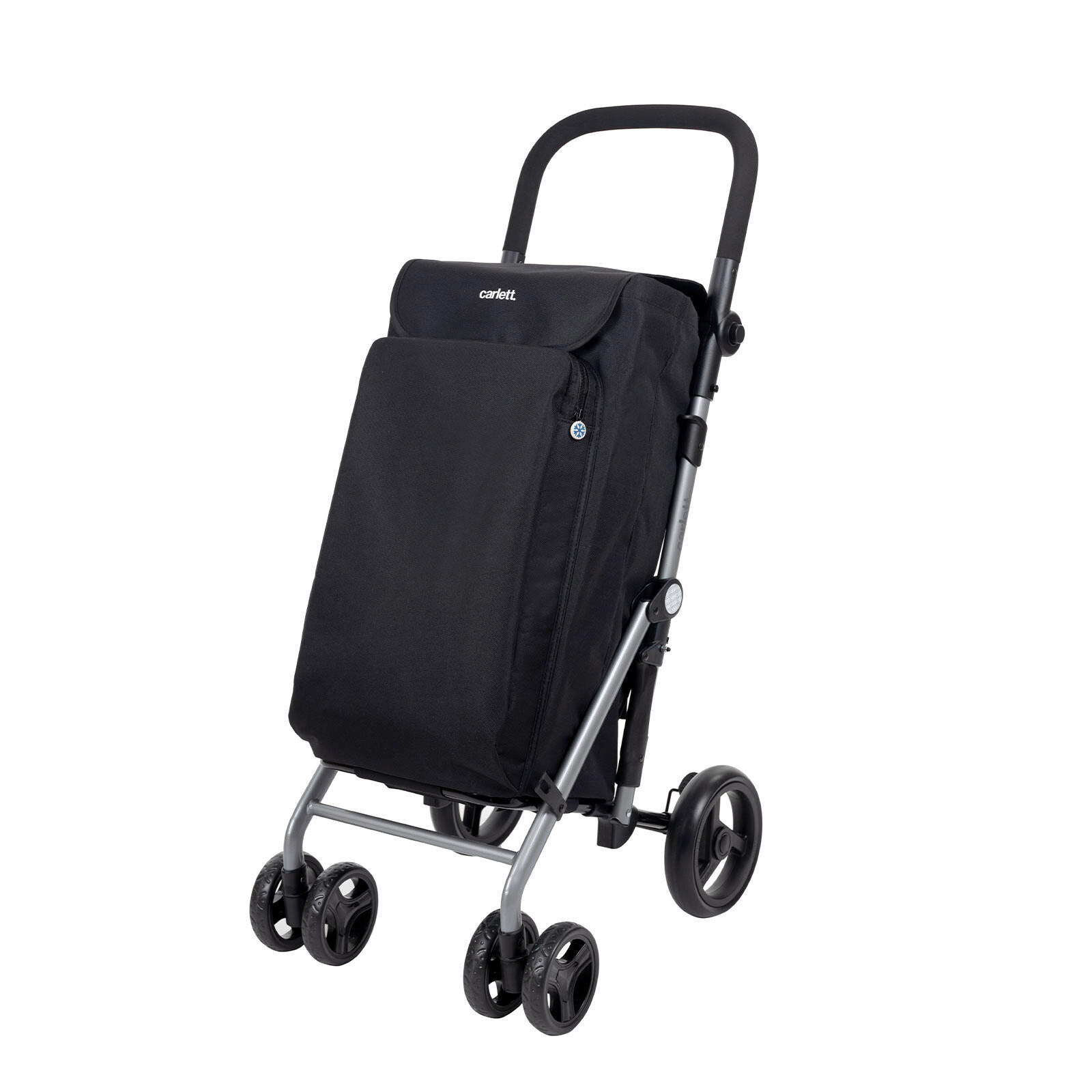 EINKAUFSTROLLEY - Silberfarben/Schwarz, Trend, Textil/Metall (48/102/65cm) - Milino