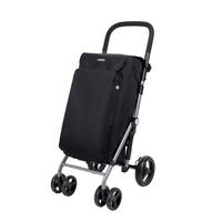 EINKAUFSTROLLEY - Silberfarben/Schwarz, Trend, Textil/Metall (48/102/65cm) - Milino
