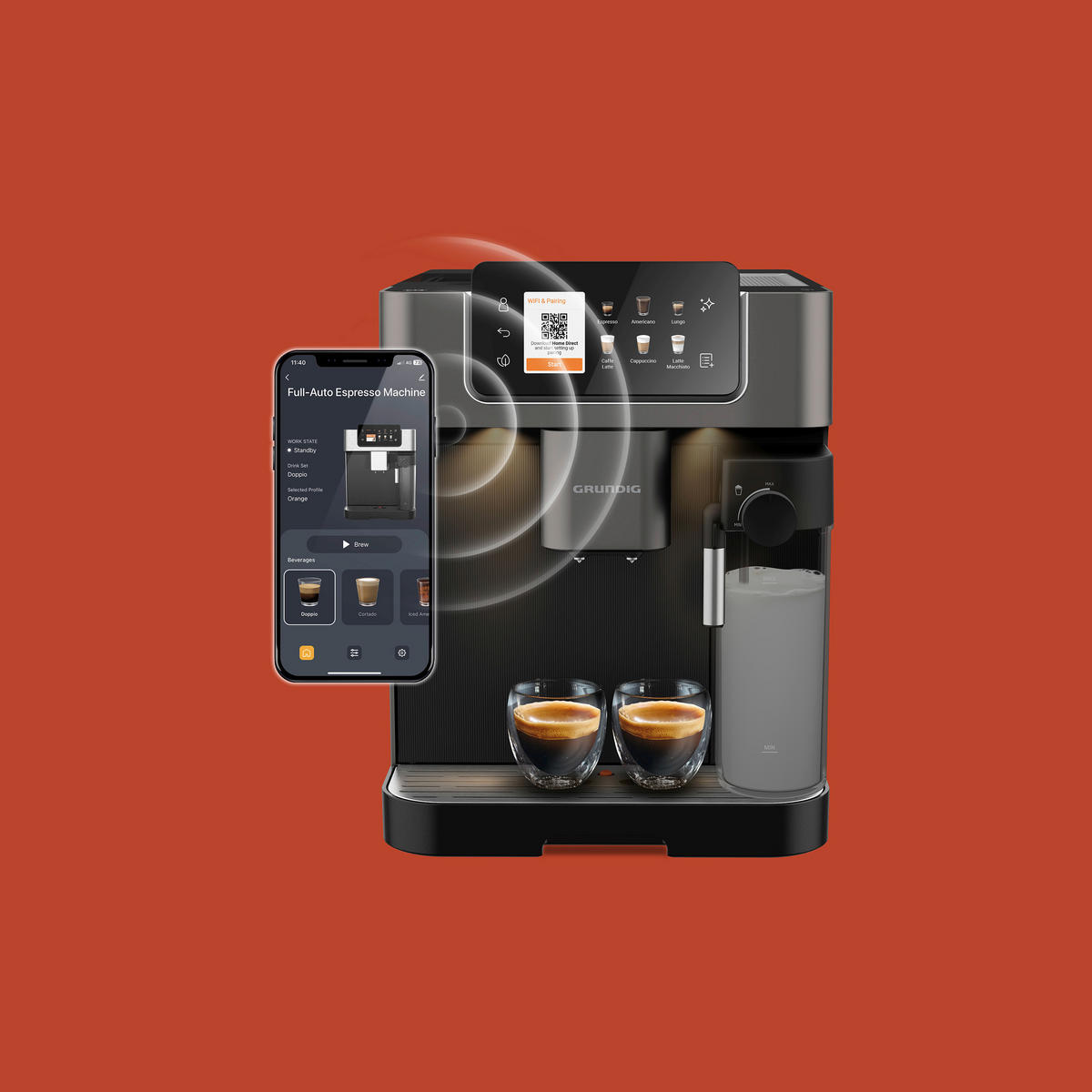 KAFFEEVOLLAUTOMAT Delisia Coffee Series DC7500+  - Edelstahlfarben/Schwarz, MODERN, Kunststoff/Metall (40,5/34,0/27,5cm) - Grundig