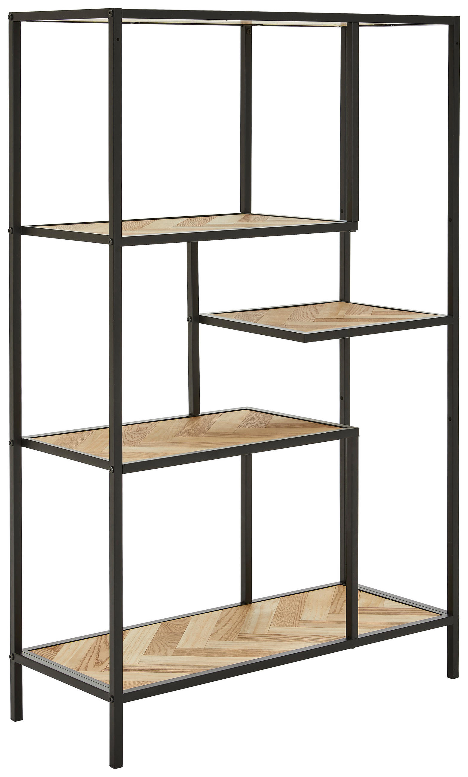 REGAL Tanne furniert Naturfarben, Schwarz  - Schwarz/Naturfarben, Design, Holz/Holzwerkstoff (76/121/32cm) - MID.YOU