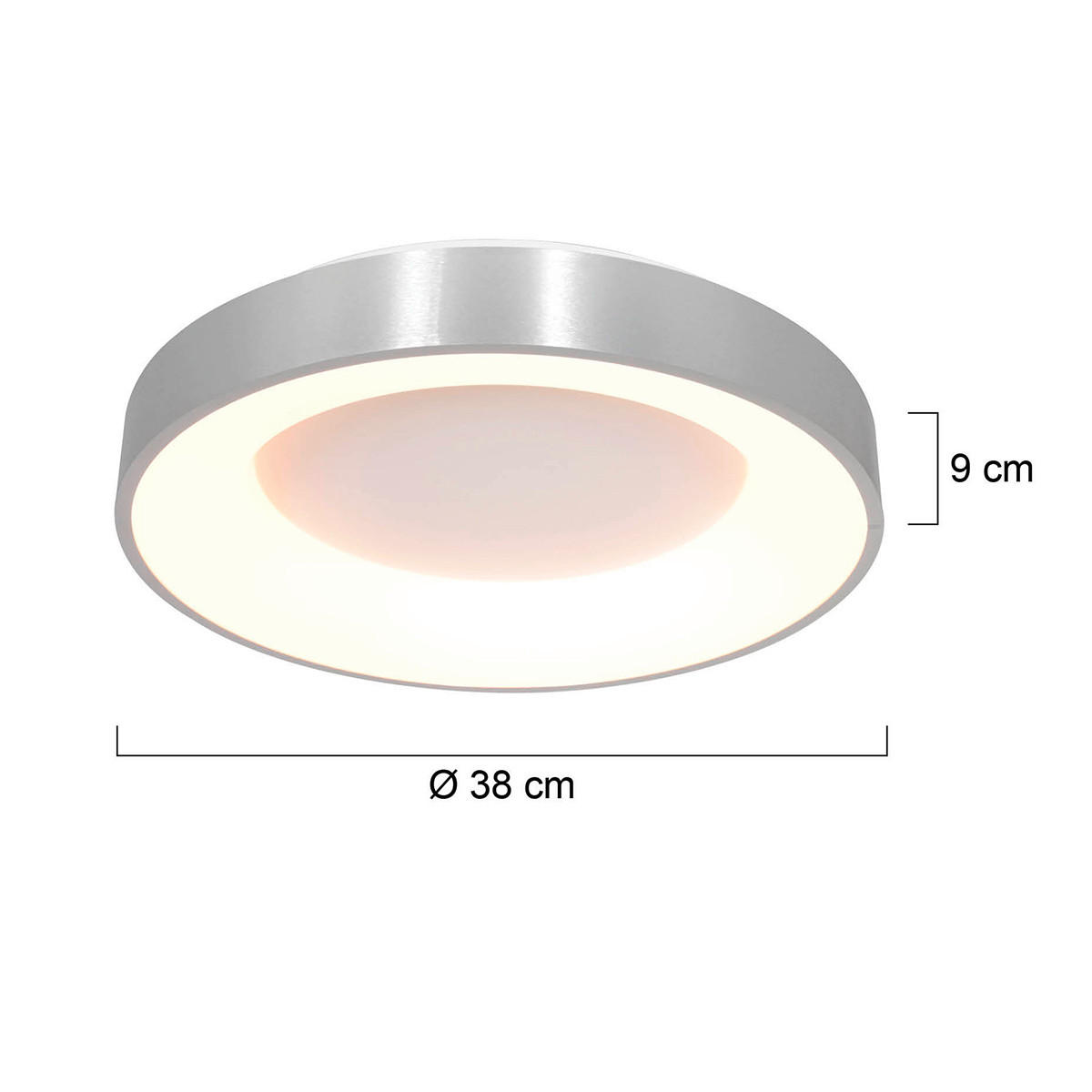 LED-DECKENLEUCHTE Ringlede 38/9 cm   - Silberfarben, KONVENTIONELL, Kunststoff/Metall (38/9cm)