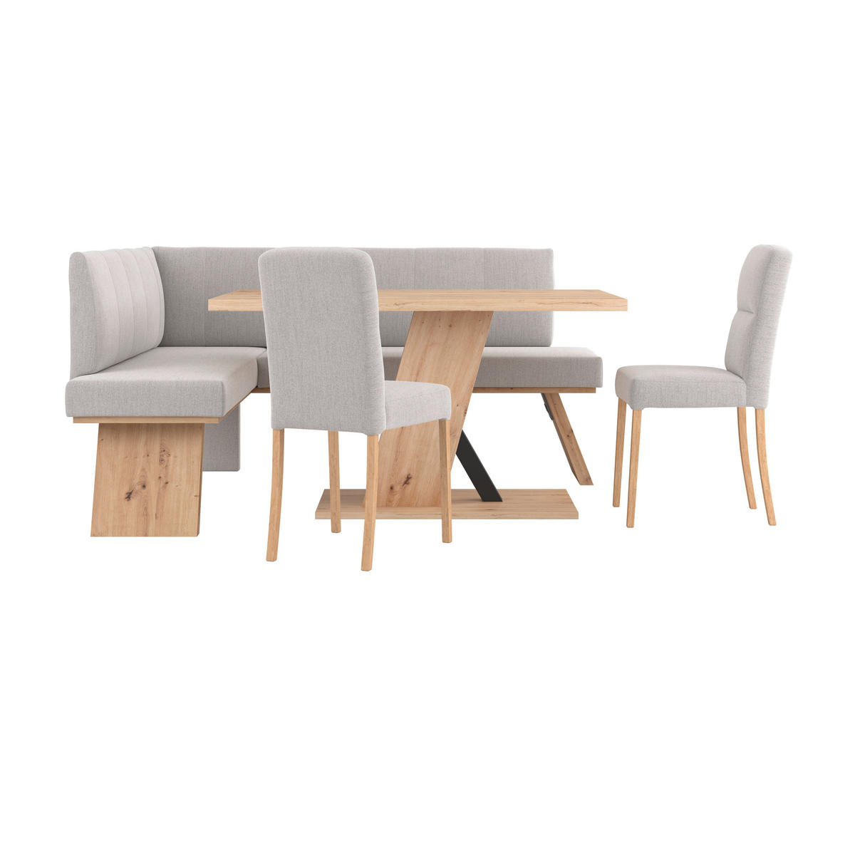 ECKBANK 150/185 cm Webstoff Hellgrau   - Eichefarben/Hellgrau, KONVENTIONELL, Textil (150/185cm) - Livetastic