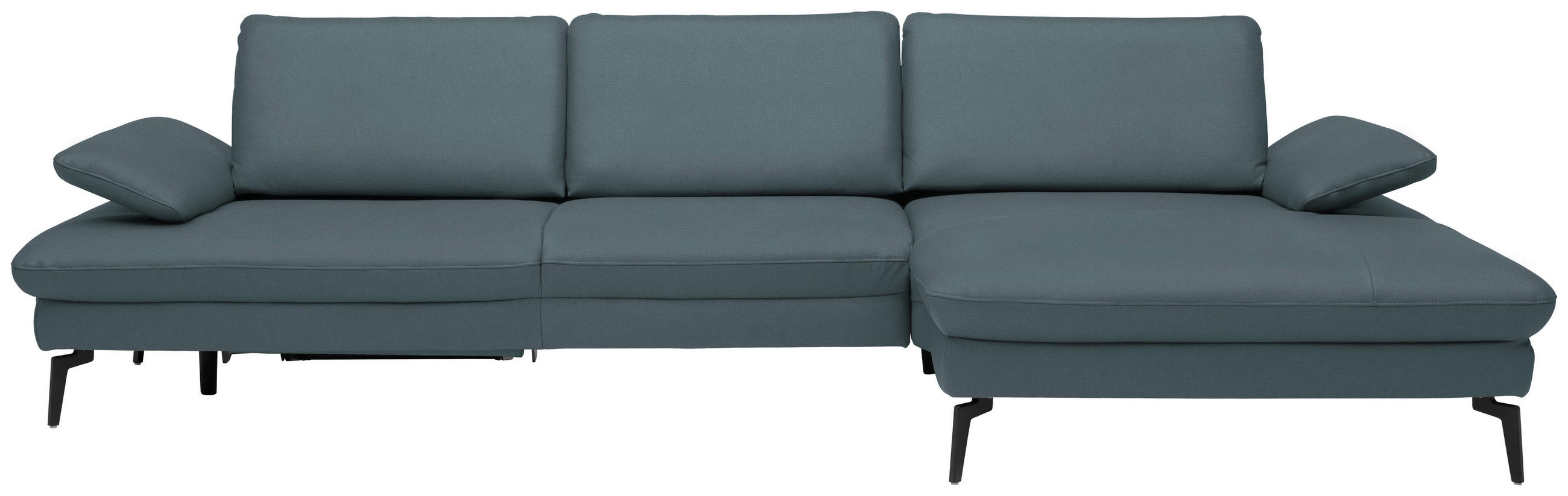ECKSOFA in Echtleder Grau  - Schwarz/Grau, Design, Leder/Metall (325/157cm) - Dieter Knoll