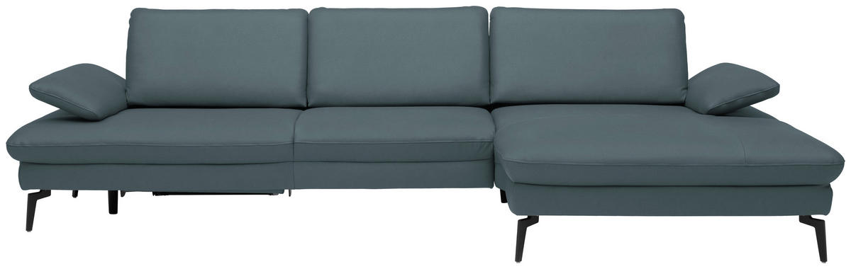 ECKSOFA in Echtleder Grau  - Schwarz/Grau, Design, Leder/Metall (325/157cm) - Dieter Knoll