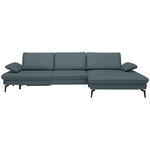 ECKSOFA in Echtleder Grau  - Schwarz/Grau, Design, Leder/Metall (325/157cm) - Dieter Knoll