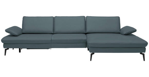 ECKSOFA in Echtleder Grau  - Schwarz/Grau, Design, Leder/Metall (325/157cm) - Dieter Knoll