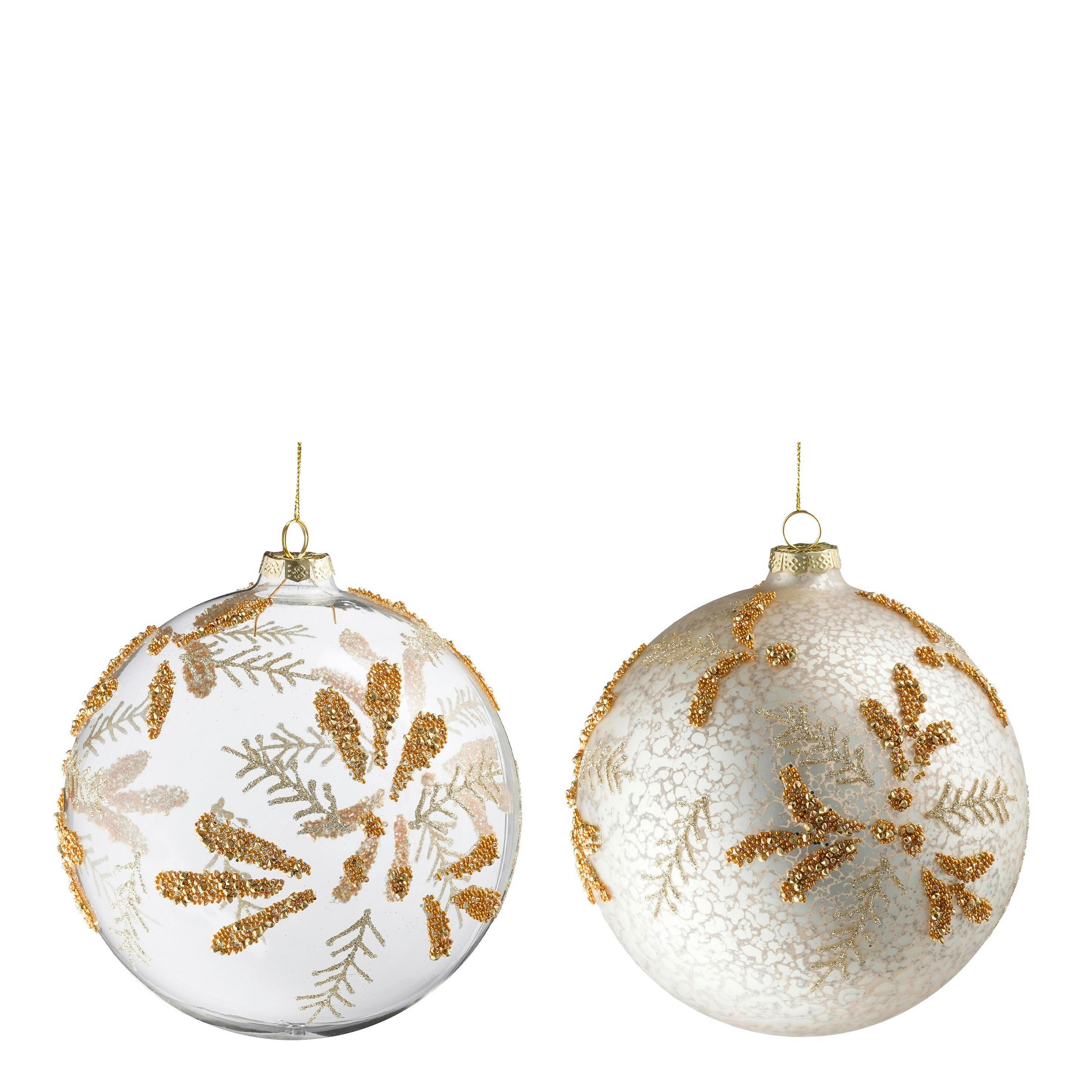 KUGLA ZA JELKU - prozirna/zlatna, Osnovno, staklo (15cm) - X-Mas