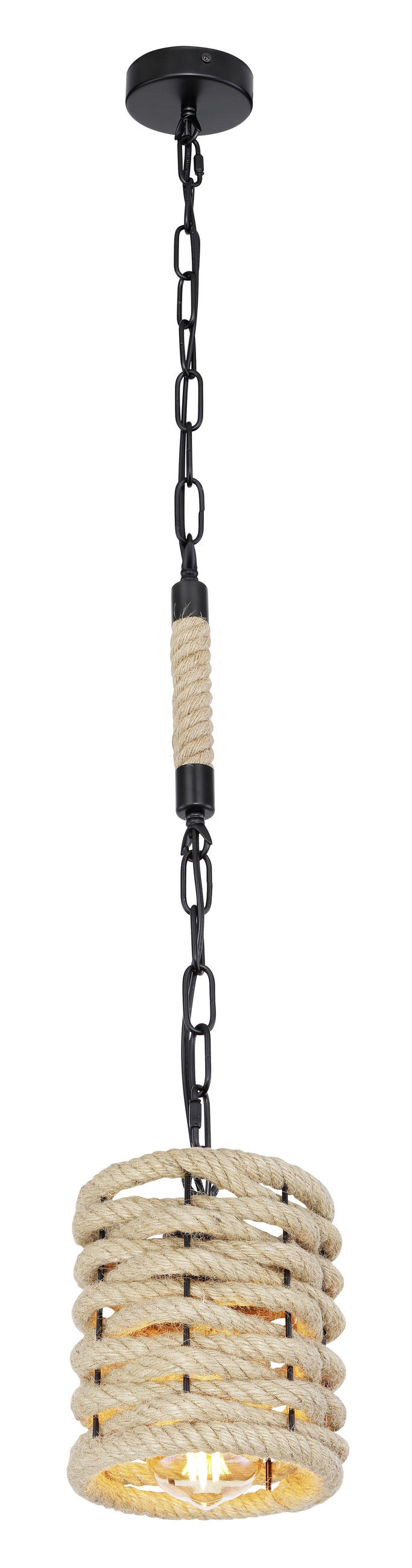 HÄNGELEUCHTE 15/150 cm    - Schwarz/Braun, Lifestyle, Naturmaterialien/Metall (15/150cm) - Globo