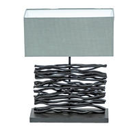 SVJETILJKA STOLNA  - siva/crna, Basics, tekstil/drvo (40/15/50cm) - Globo