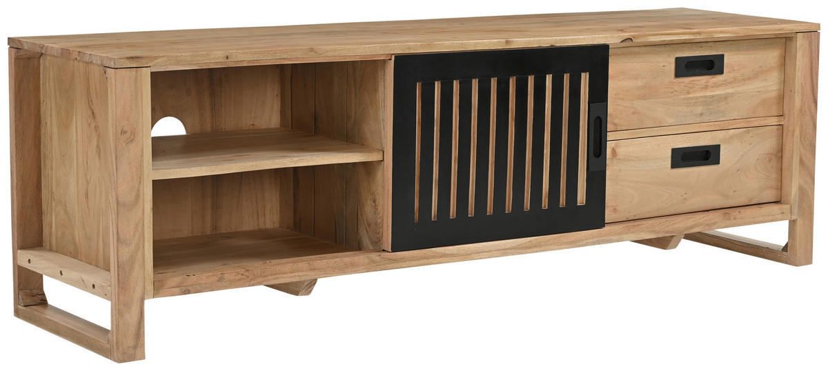LOWBOARD  in 160/50/40 cm  - Schwarz/Naturfarben, KONVENTIONELL, Holz/Metall (160/50/40cm) - Livetastic