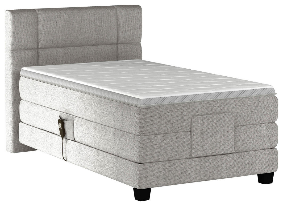 BOXSPRINGBETT 90/200 cm  in Hellgrau  - Hellgrau/Schwarz, KONVENTIONELL, Holz/Kunststoff (90/200cm) - Esposa
