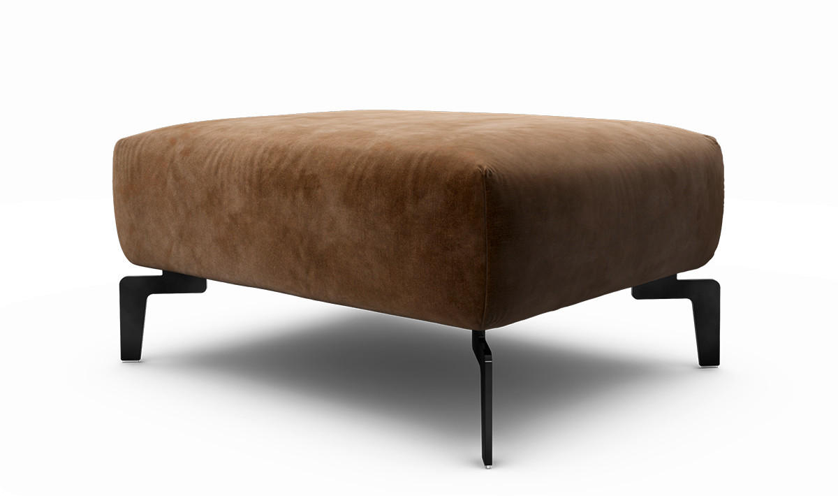 HOCKER Samt Braun  - Schwarz/Braun, Design, Textil/Metall (90/70/46cm) - SENSOO