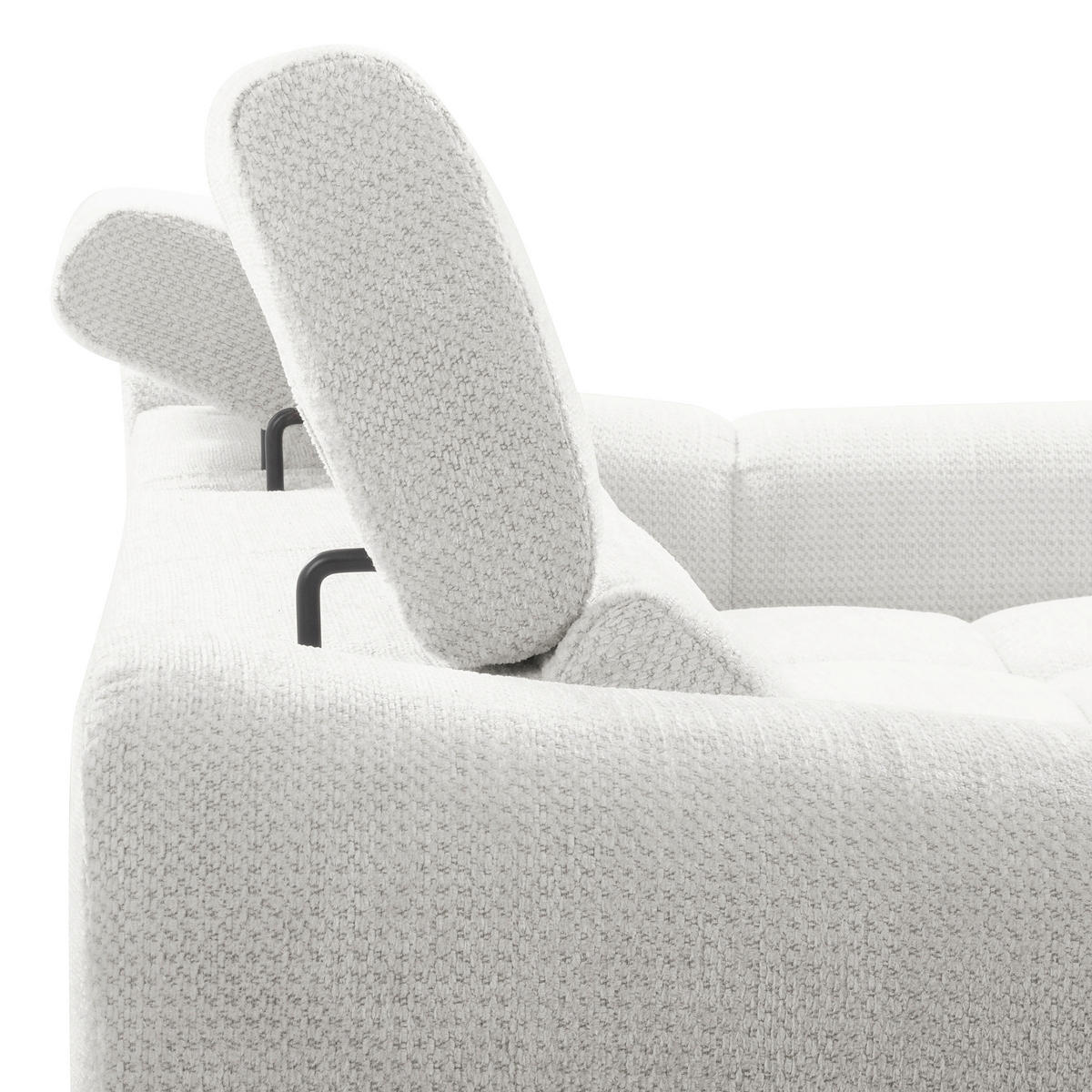 ECKSOFA AVEIRO Silberfarben Webstoff Bettkasten, Kopfteilverstellung, Sitzvorzug  - Silberfarben/Schwarz, Design, Kunststoff/Textil (274/177cm) - Livetastic