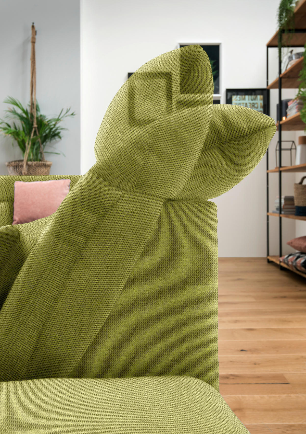 WOHNLANDSCHAFT in Mikrofaser Hellgrün  - Chromfarben/Hellgrün, Design, Kunststoff/Textil (211/350/204cm) - Xora